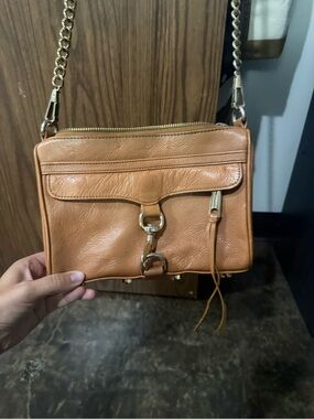 Rebecca Minkoff Tan Leather Mini MAC Crossbody with Gold Hardware